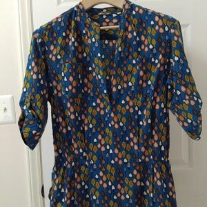 FOSSIL Size S Small Teal Patterned Dress